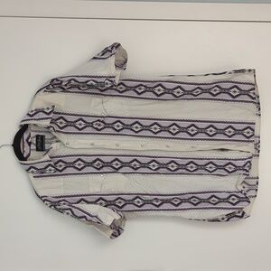 White Horse Purple Aztec Pearl Snap Button Down Shirt
